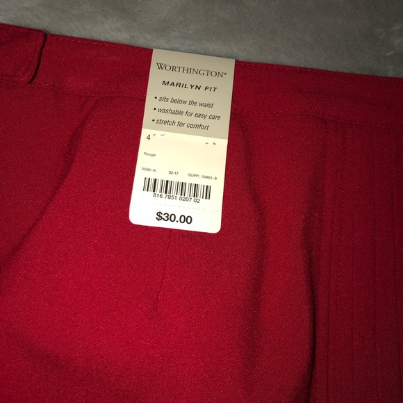 NWT! Worthington Skirt Red Pleated Pencil Career - Picture 3 of 12